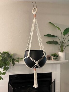 Handmade Milk Macramé Plant Hanger | Modern Boho Home Decor | Blush Accent